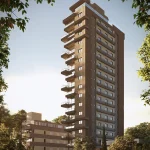Fachada do Saint Barth, torre residencial com sacadas de vidro no Petrópolis, Porto Alegre