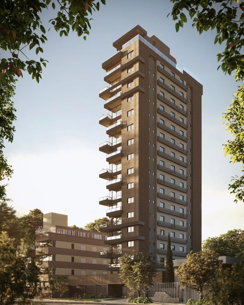 Fachada do Saint Barth, torre residencial com sacadas de vidro no Petrópolis, Porto Alegre