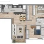 Planta do apartamento de 2 dormitórios de 78 m² do Lexington 111 Residencial