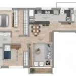 Planta alternativa do apartamento de 2 dormitórios de 78 m² do Lexington 111 Residencial